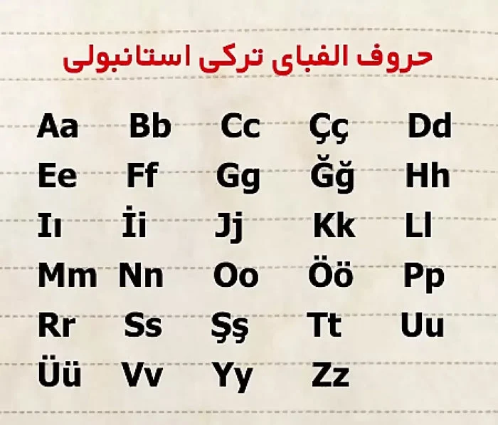 آموزش الفبای ترکی استانبولی
