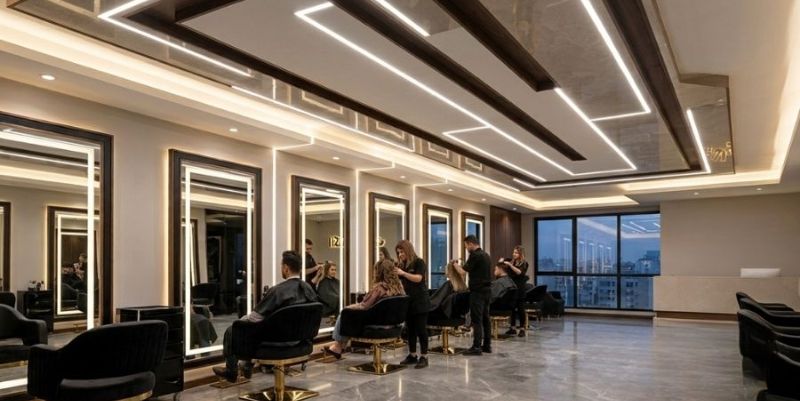دکوراسیون | ساختمان زیباترین نورپردازی آرایشگاه و سالن زیبایی